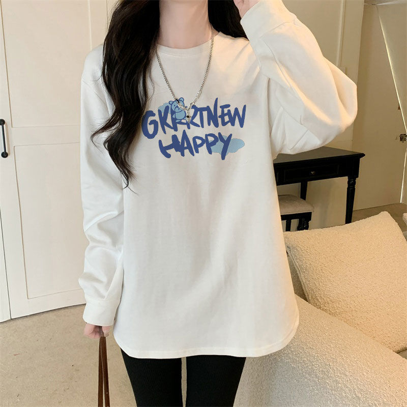 Slit long-sleeved T-shirt for women, German velvet thickening, autumn and winter mid-length inner layered shirt to cover buttocks, outer wear top, autumn clothing