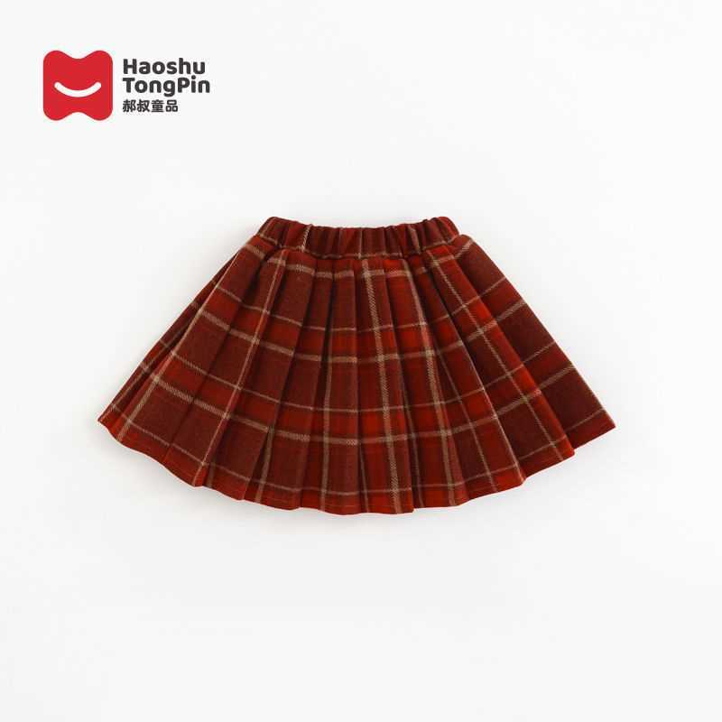 Hao Shu Tongpin kkSD3435 girls plaid skirt winter Korean style children's college style baby style pleated skirt