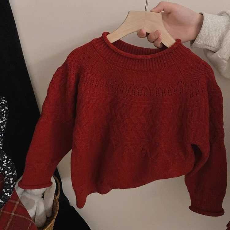 本命年红色毛衣秋冬季男慵懒高级感粗麻花针织衫外套圣诞情侣线衣