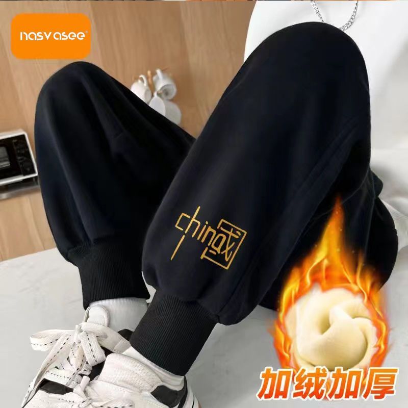 Pants for boys in autumn and winter plus velvet, thickened and velvet, all-in-one velvet sweatpants, thick children's warm trousers, winter men's