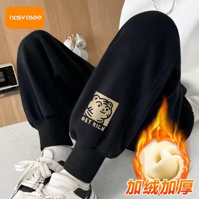 Boys' pants spring and autumn children's 2024 new casual sports pants elastic waist boys' autumn clothing plus velvet trendy style