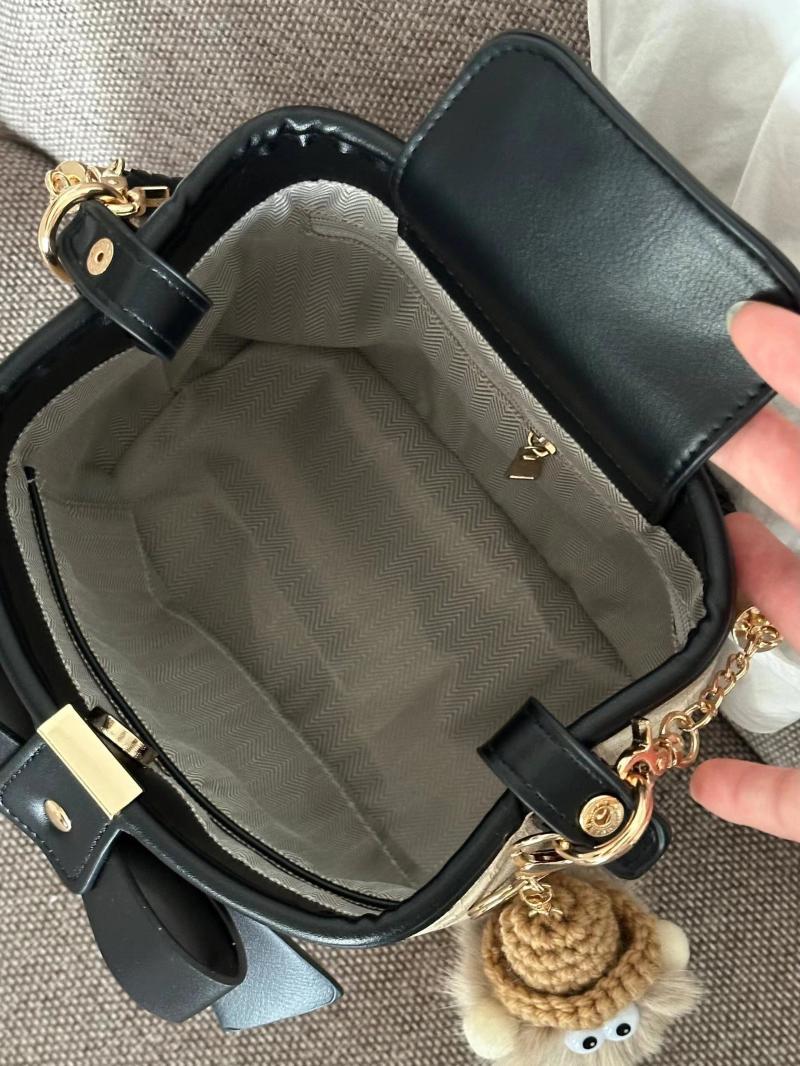 2024 new trendy versatile handbag niche design texture girly bow bucket bag single shoulder crossbody bag