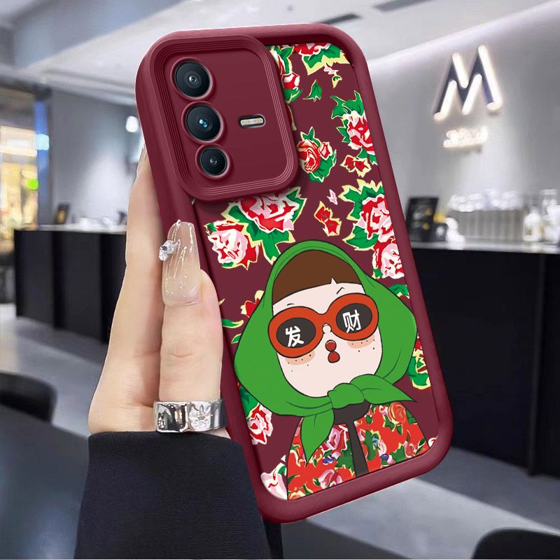 Northeast village girl suitable for vivoS12 mobile phone case s12pro Chinese style silicone personalized soft anti-fall all-inclusive internet celebrity