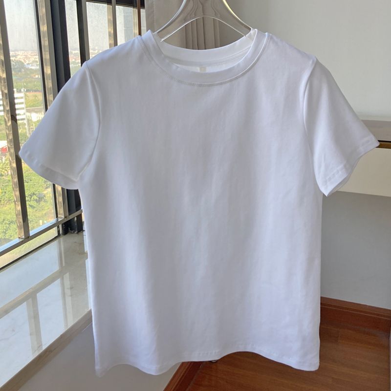 白色短袖T恤女裝夏季2024年新款高腰百搭短款上衣服ins短袖韓版潮