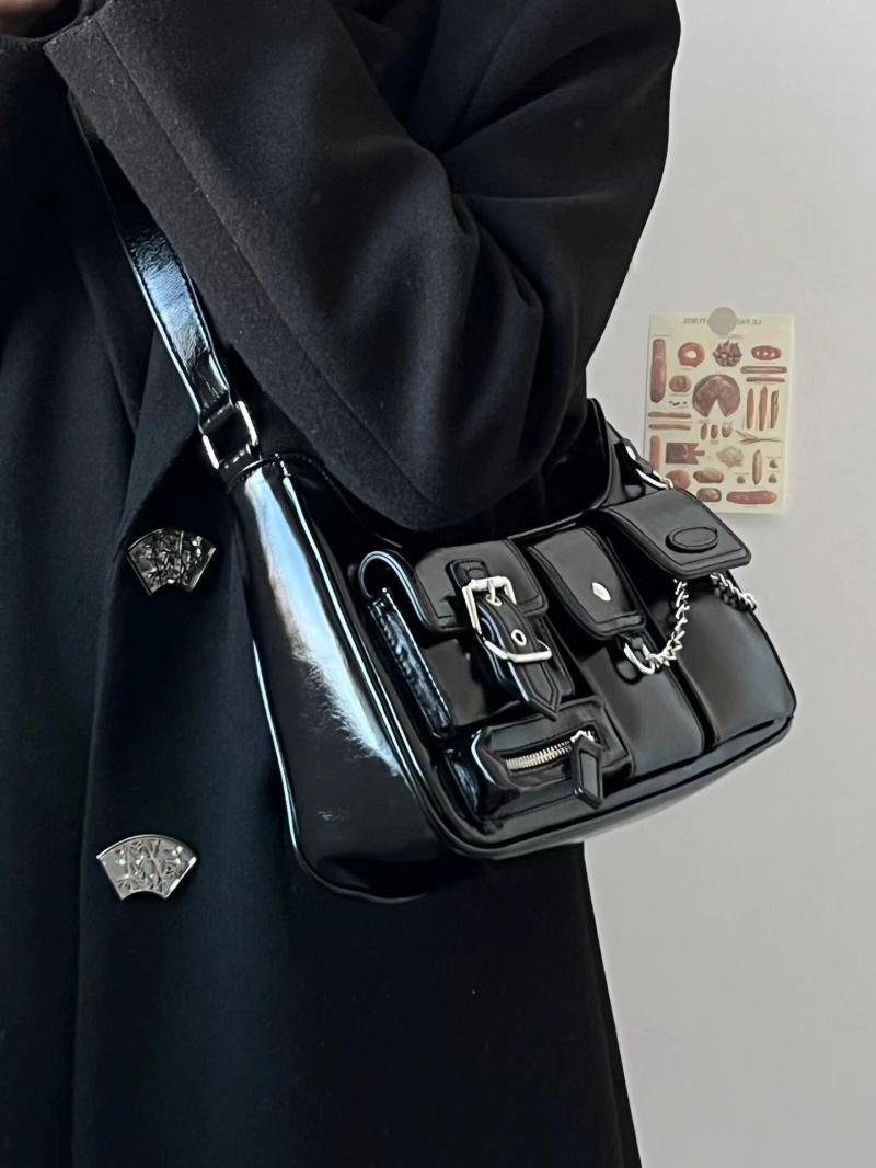 Autumn and winter sweet and cool commuter bag trend 2024 new niche design motorcycle bag high-end versatile single shoulder crossbody bag