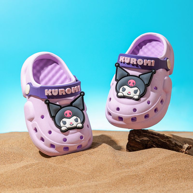 Cute Kuromi children's sandals genuine Sanrio new girls' clogs summer outer wear cartoon slippers