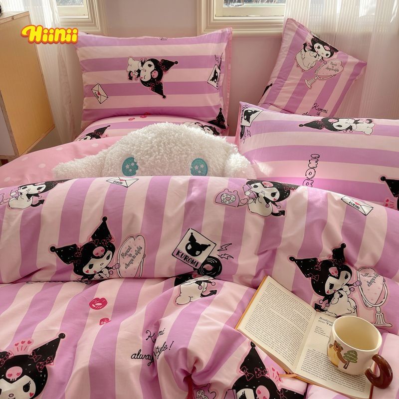 HIINII可爱Hello Kitty全棉床单四件套少女心纯棉被套床上三件套