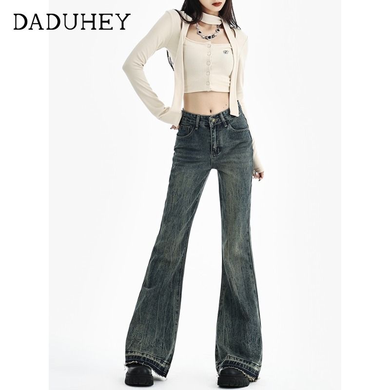 美式復古小個子微喇叭牛仔褲子女春季新款高腰寬鬆顯瘦不貼腿長褲