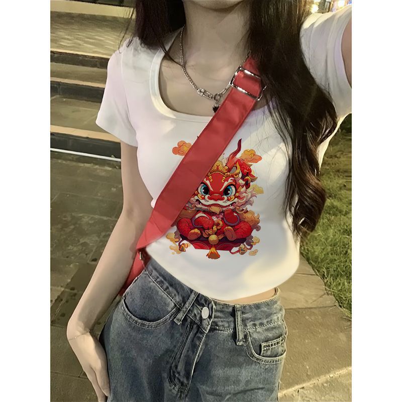 方領短袖T恤女夏季新款修身顯瘦設計感純欲風甜辣妹短款上衣ins潮