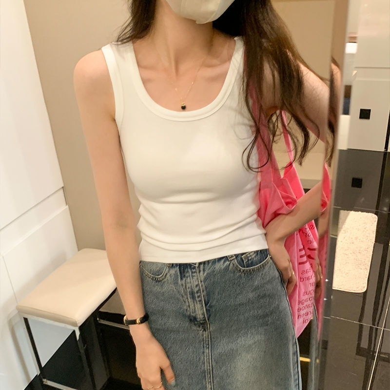 純棉背心女夏內搭短款網紅緊身露臍運動吊帶打底小眾白色t恤上衣