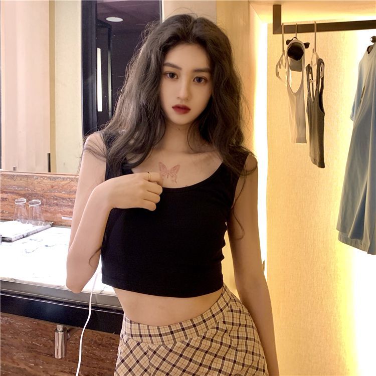 白色小吊帶背心女夏季辣妹外穿ins超火修身露臍短款裹胸內搭上衣