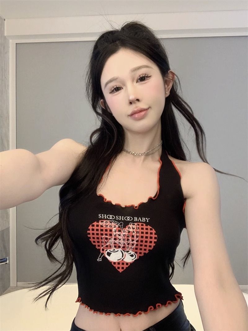 夏新甜辣純欲修身顯瘦掛脖甜美吊帶背心女內搭外穿無袖性感上衣潮