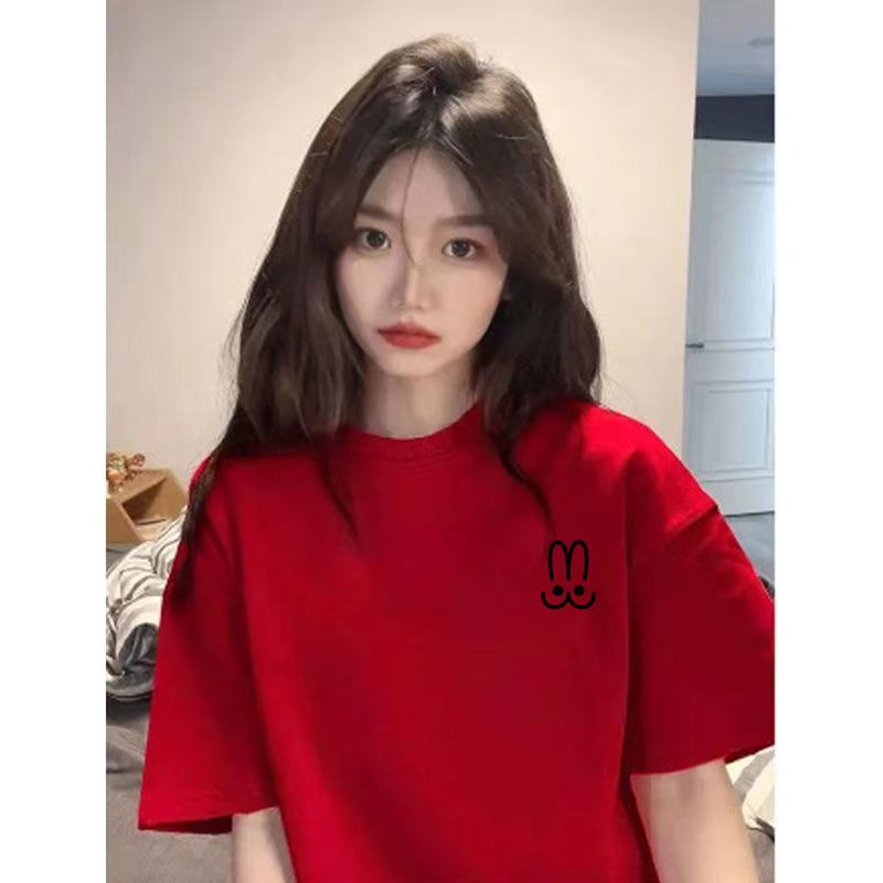 2024春節龍年t恤女純棉短袖本命年衣服內搭打底衫寬鬆百搭半袖潮
