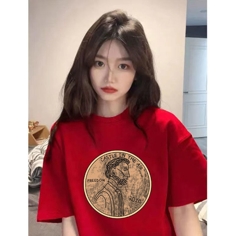 2024春節龍年t恤女純棉短袖本命年衣服內搭打底衫寬鬆百搭半袖潮