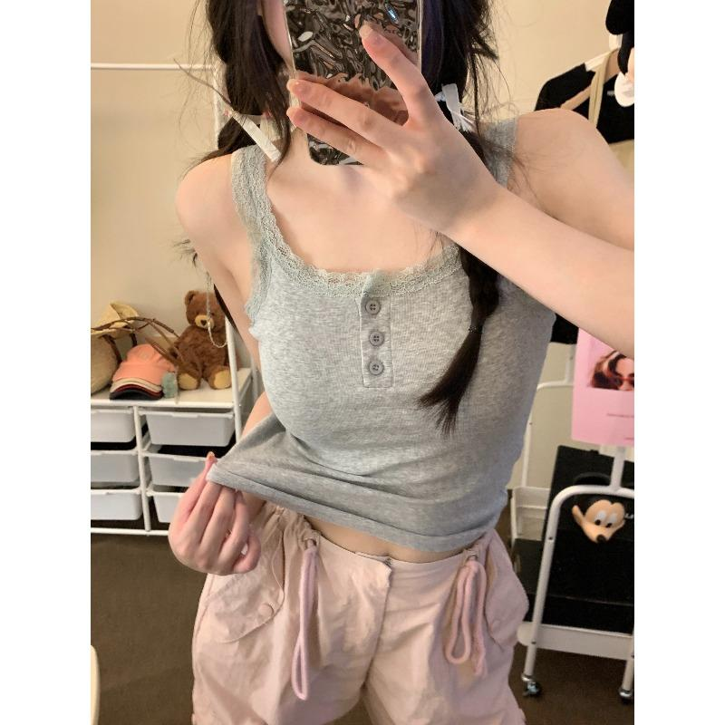 蕾絲吊帶背心女內搭設計感小眾外穿純欲甜辣修身打底上衣