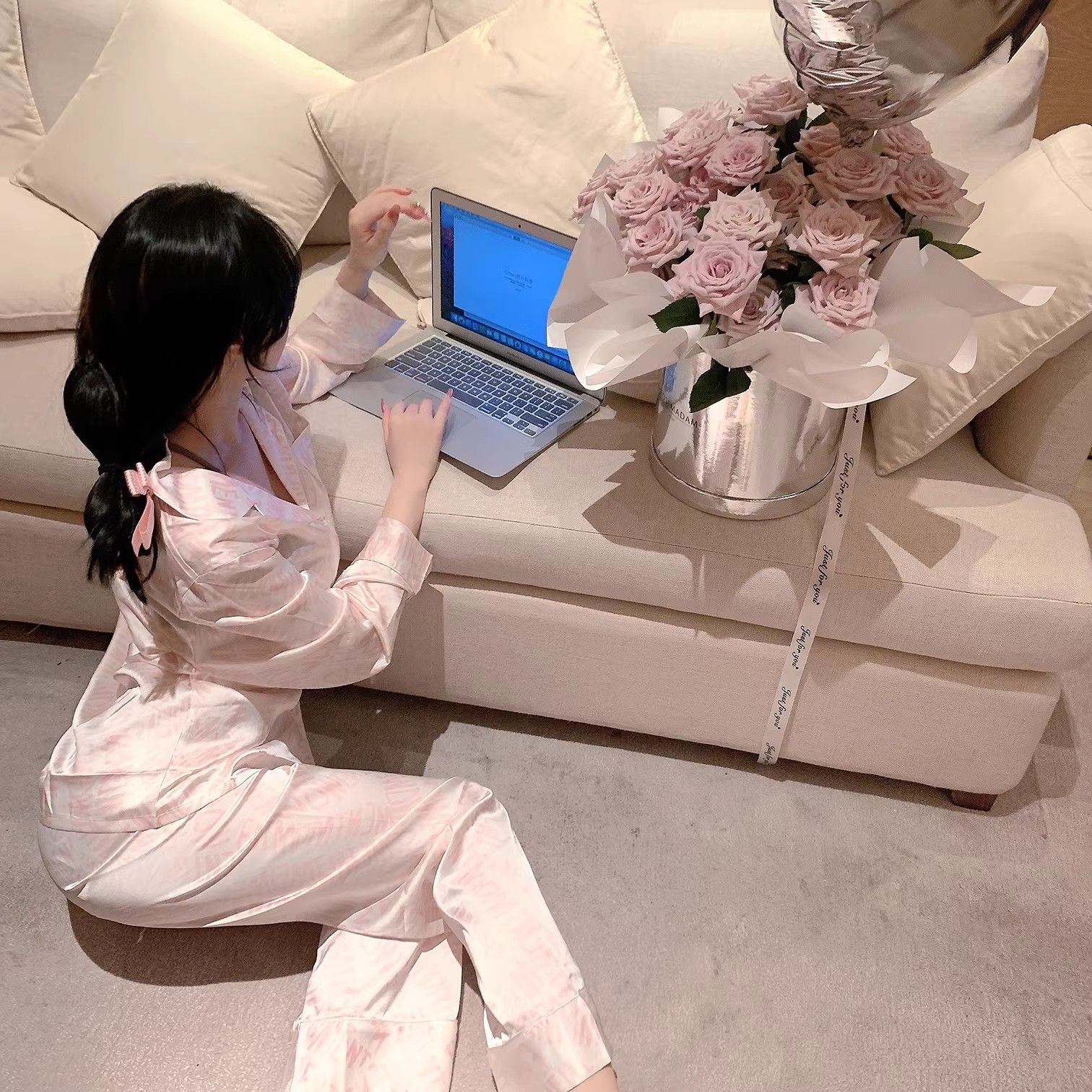 冰絲睡衣女2024年新款春秋長袖薄款兩件套加大碼秋冬天女士家居服