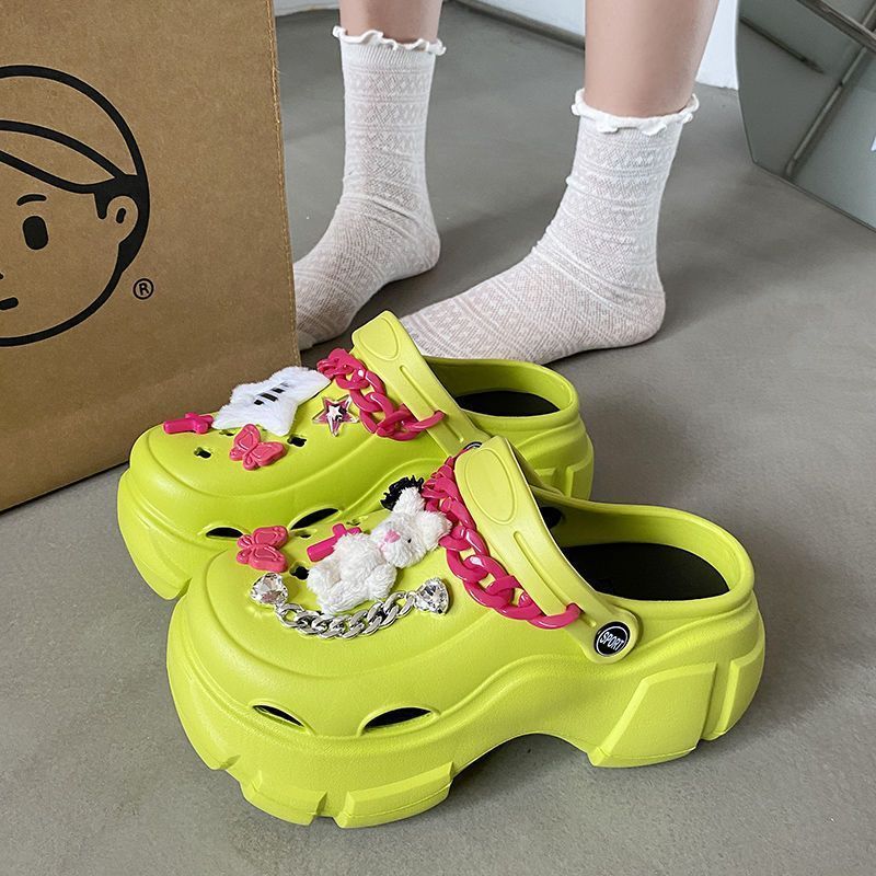 EVA Crocs Women's 2024 Spring and Summer New Fashion Cartoon Thick-soled Versatile Little People Heightening Baotou Sandals and Slippers