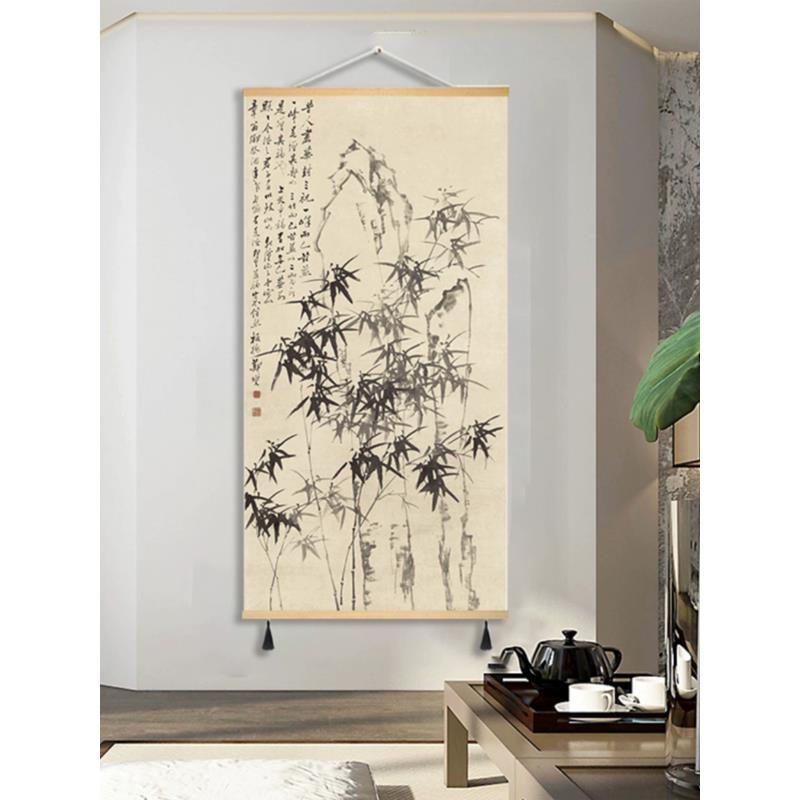 古风房间装饰画书房客厅玄关竖版挂画新款山水风景画书法字画挂墙