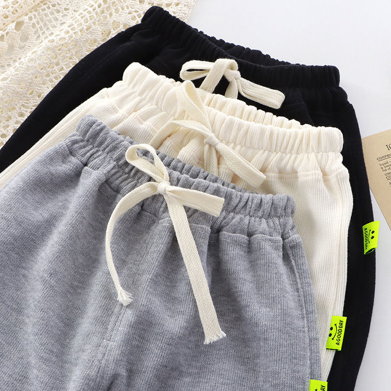 Children's sports pants, spring and autumn sweatpants, boys' pants, girls' casual pants, modern style loose threaded cuff long pants