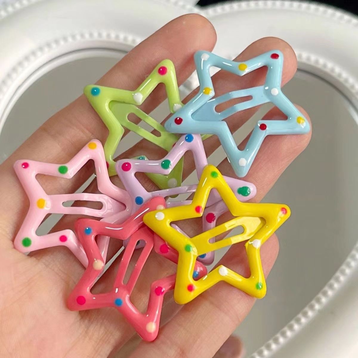 星星发夹多巴胺彩色五角星边夹发夹bb夹儿