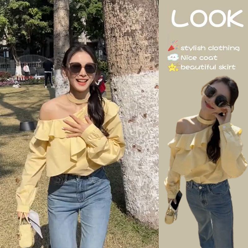This year's popular beautiful spring shirts 2024 early spring new yellow French high-end shirts tops women's clothing