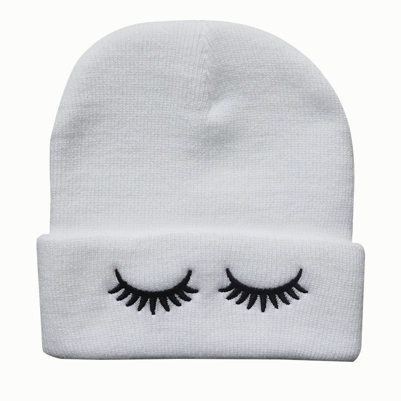 Cappello da ciclismo caldo e freddo in lana lavorato a maglia con ricamo a occhio per ragazze alla moda e carino_voghion.com