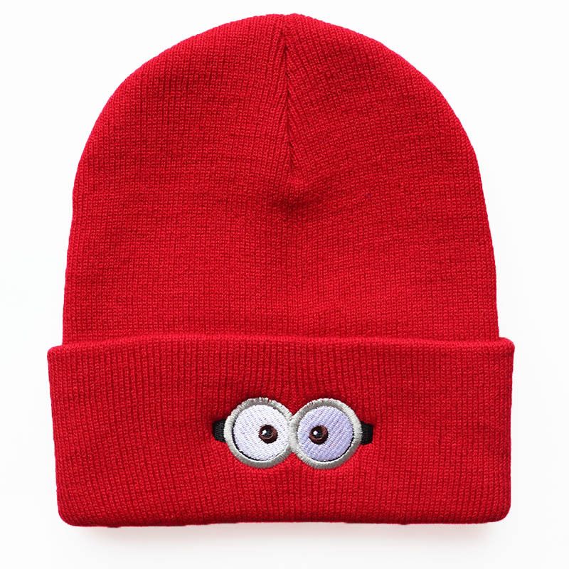 Neue Anime-Cartoon-Brille, bestickt, gestrickt, für männliche und weibliche Studenten, warmer Pullover, Wollmütze_voghion.com