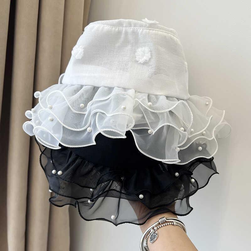 Pearl Small Edge Fisherman's Hat Children Travel Photo Shade Summer Thin Mesh Wave Breathable Basin Hat Tide_voghion.com
