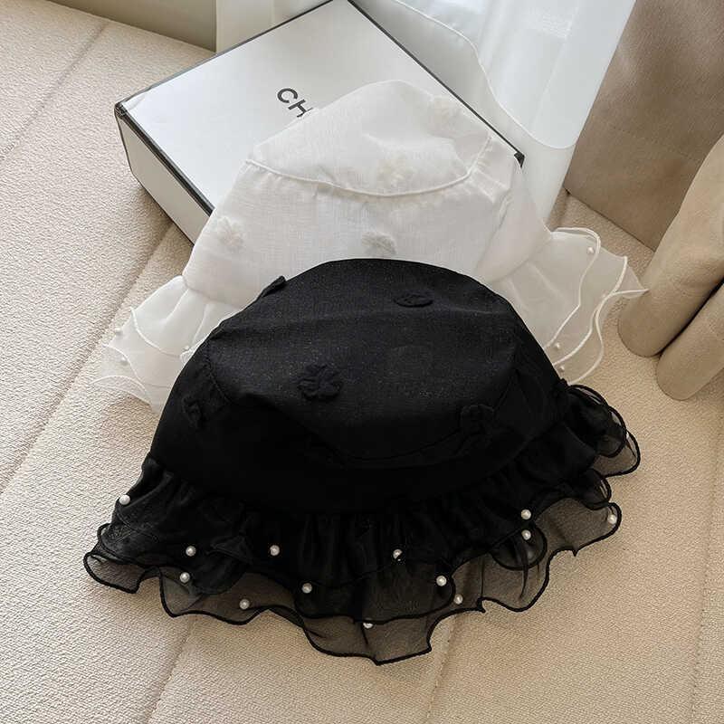 Pearl Small Edge Fisherman's Hat Children Travel Photo Shade Summer Thin Mesh Wave Breathable Basin Hat Tide_voghion.com