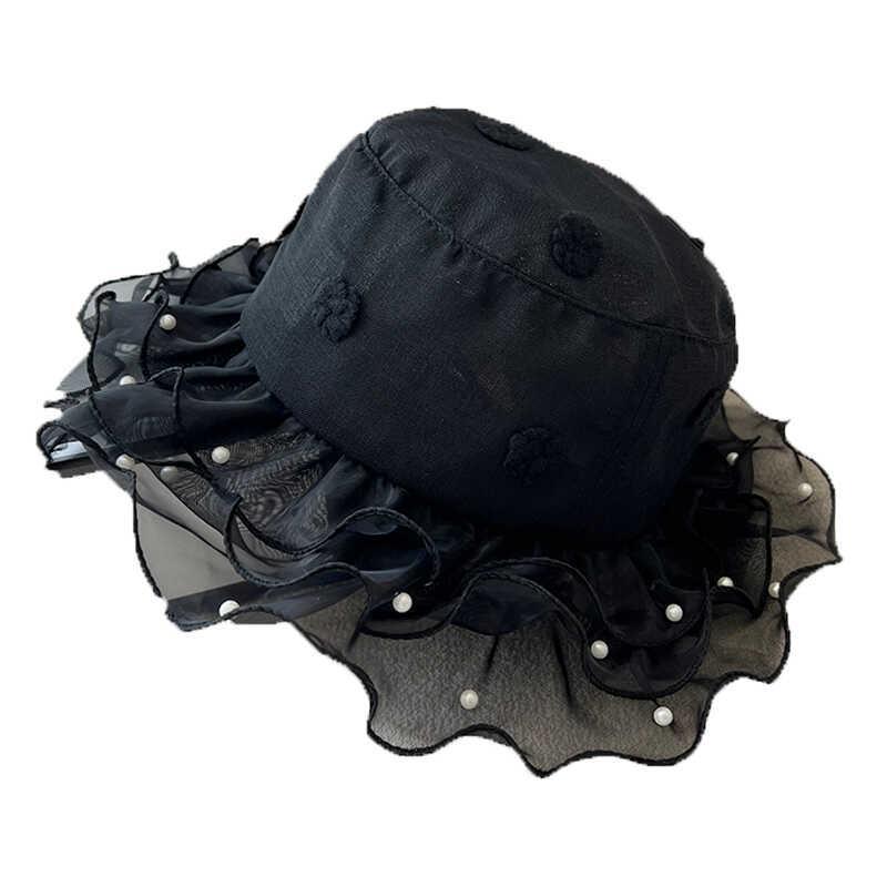 Pearl Small Edge Fisherman's Hat Children Travel Photo Shade Summer Thin Mesh Wave Breathable Basin Hat Tide_voghion.com
