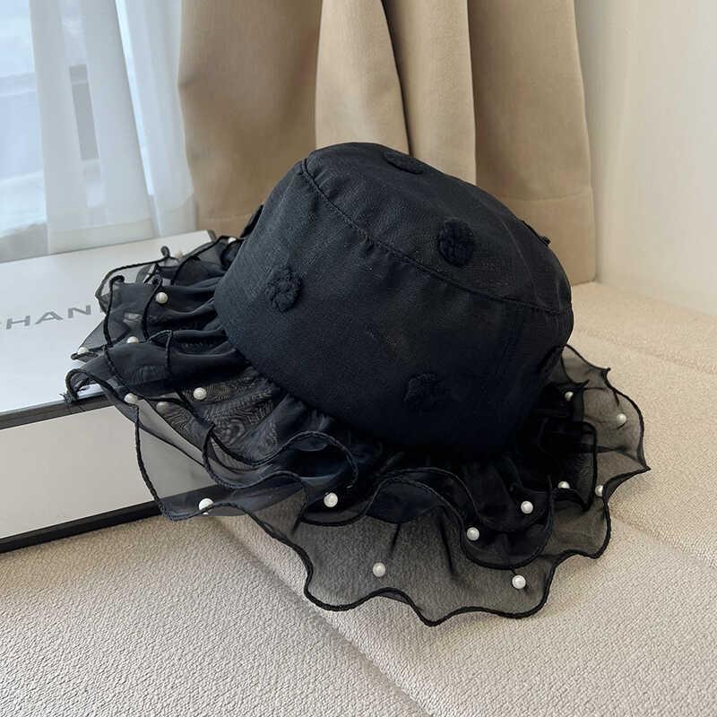 Pearl Small Edge Fisherman's Hat Children Travel Photo Shade Summer Thin Mesh Wave Breathable Basin Hat Tide_voghion.com