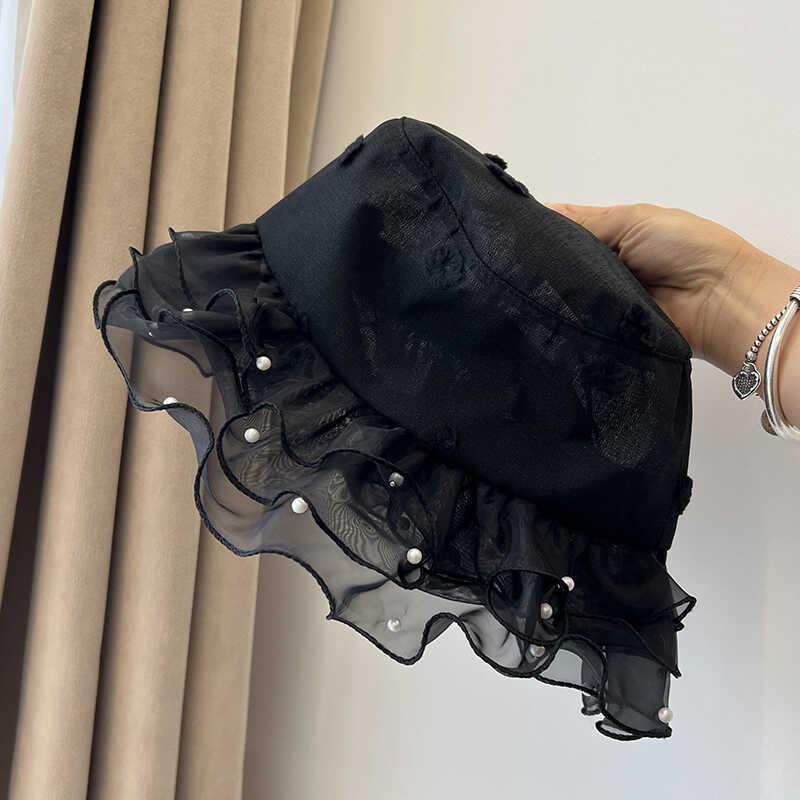 Pearl Small Edge Fisherman's Hat Children Travel Photo Shade Summer Thin Mesh Wave Breathable Basin Hat Tide_voghion.com