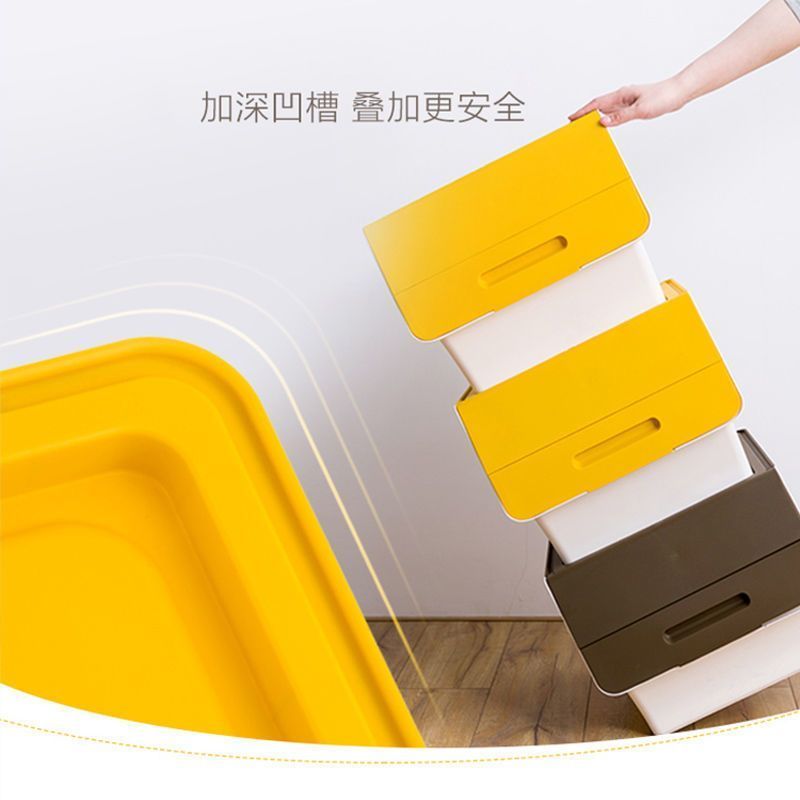 茶花翻盖收纳箱叠加衣物收纳箱盒子塑料衣服儿童玩具收纳箱整理箱 图片 7