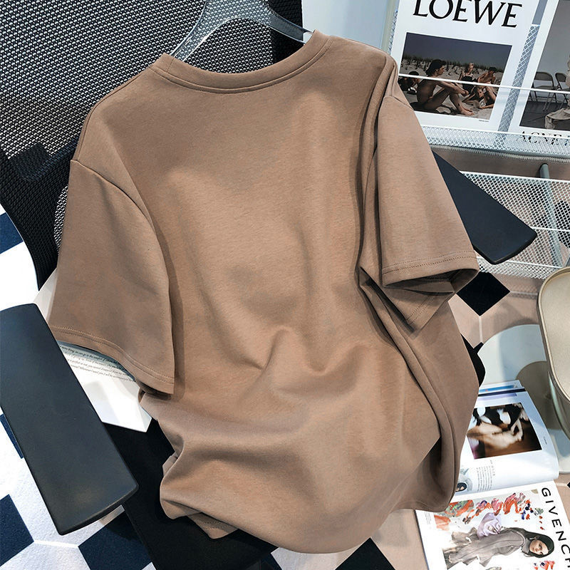New fashion short-sleeved 2024 T-shirt versatile summer top Korean loose half-sleeved T-shirt for women mid-length meat cover