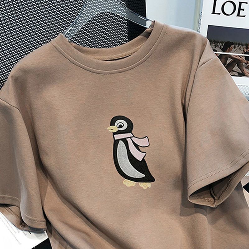 New fashion short-sleeved 2024 T-shirt versatile summer top Korean loose half-sleeved T-shirt for women mid-length meat cover
