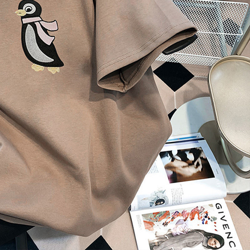 New fashion short-sleeved 2024 T-shirt versatile summer top Korean loose half-sleeved T-shirt for women mid-length meat cover
