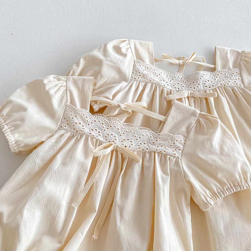 Sommerkleid Und Strampler Für Baby Mädchen In Einfarbigem Design_voghion.com