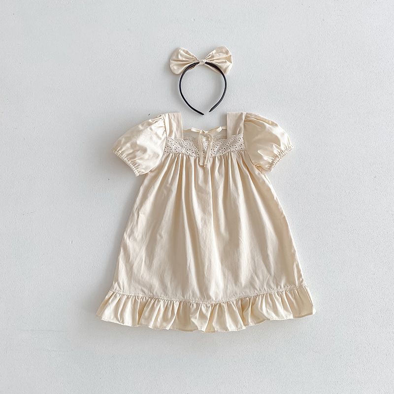 Sommerkleid Und Strampler Für Baby Mädchen In Einfarbigem Design_voghion.com