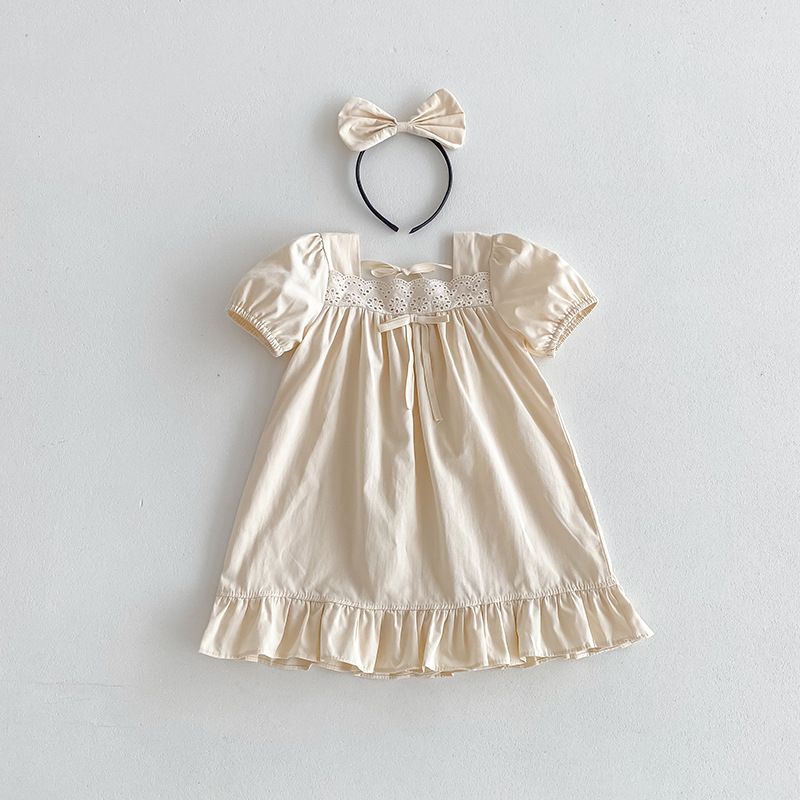 Sommerkleid Und Strampler Für Baby Mädchen In Einfarbigem Design_voghion.com