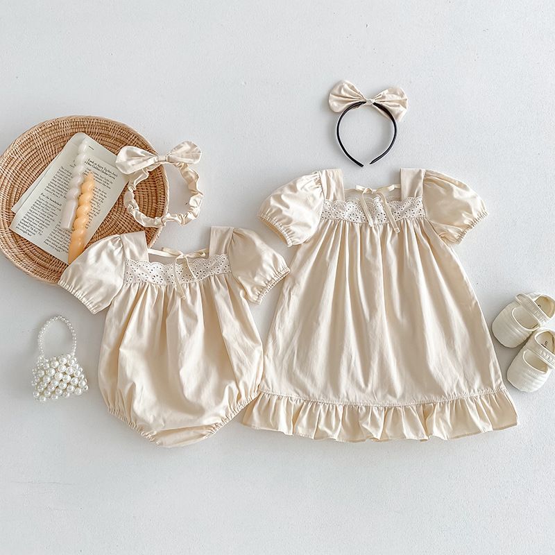Sommerkleid Und Strampler Für Baby Mädchen In Einfarbigem Design_voghion.com