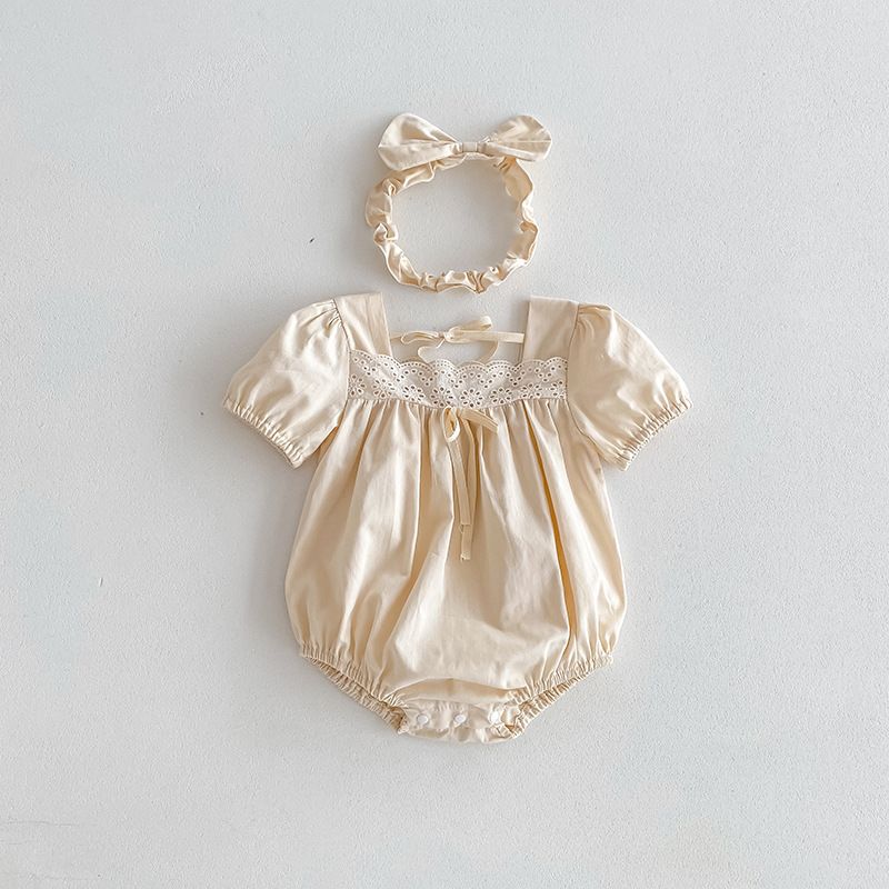 Sommerkleid Und Strampler Für Baby Mädchen In Einfarbigem Design_voghion.com