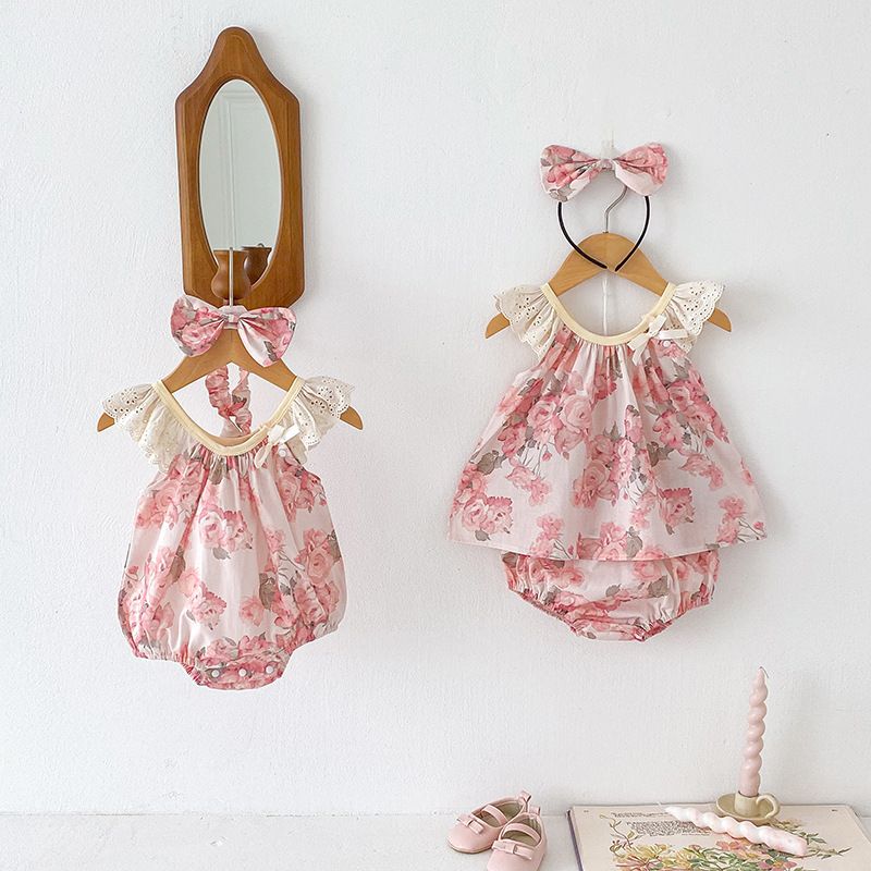 Sommeroutfit 2024: Flauschiger Strampler im koreanischen Stil, Kurzarm, perfekt für Babys und Mädchen._voghion.com