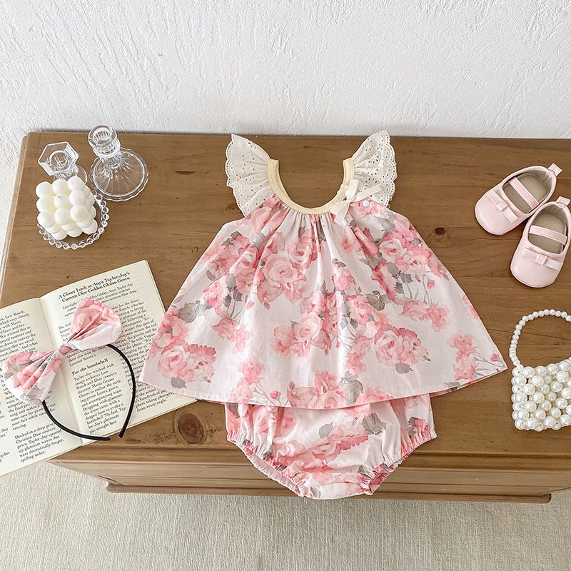 Blumen Flutter Strampler Für Baby Mädchen Sommer Freizeitkleid_voghion.com