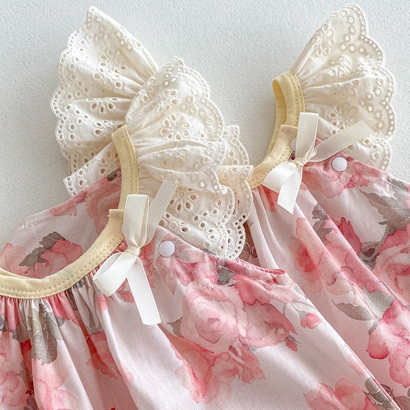 Blumen Flutter Strampler Für Baby Mädchen Sommer Freizeitkleid_voghion.com