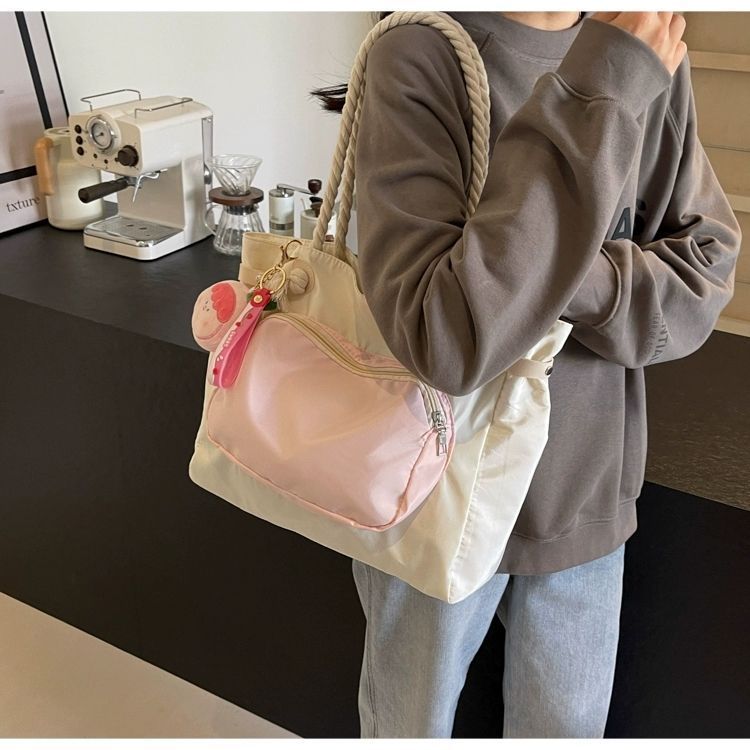 Große Canvas Tragetasche Pink Für Damen Für Uni Und Freizeit_voghion.com