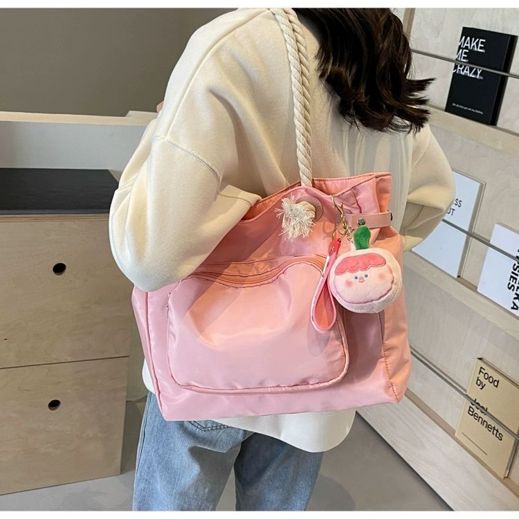 Große Canvas Tragetasche Pink Für Damen Für Uni Und Freizeit_voghion.com