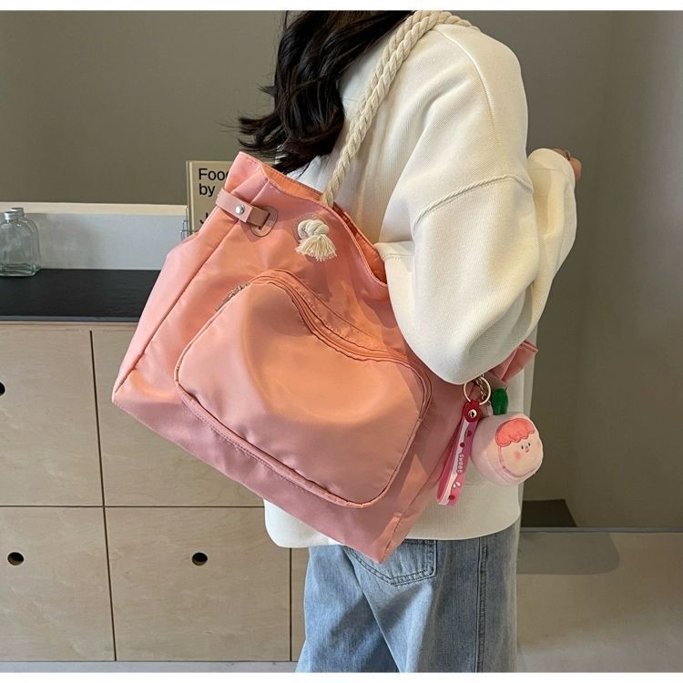 Große Canvas Tragetasche Pink Für Damen Für Uni Und Freizeit_voghion.com
