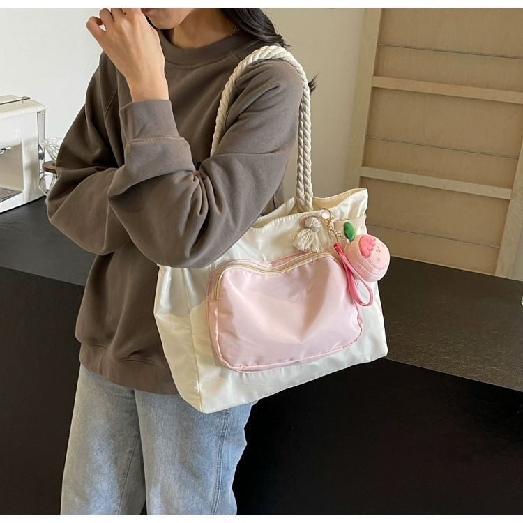 Große Canvas Tragetasche Pink Für Damen Für Uni Und Freizeit_voghion.com