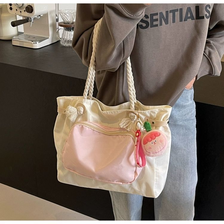 Große Canvas Tragetasche Pink Für Damen Für Uni Und Freizeit_voghion.com
