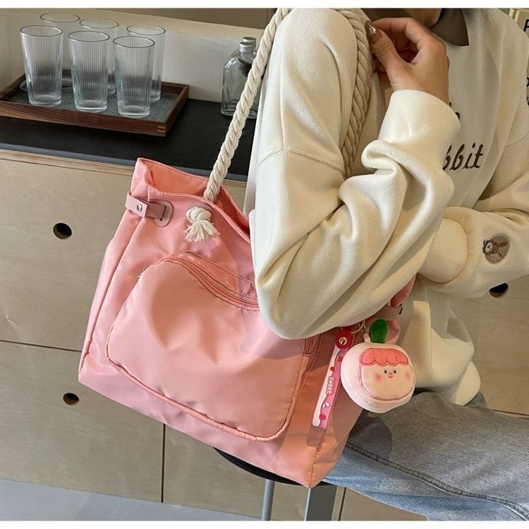 Große Canvas Tragetasche Pink Für Damen Für Uni Und Freizeit_voghion.com